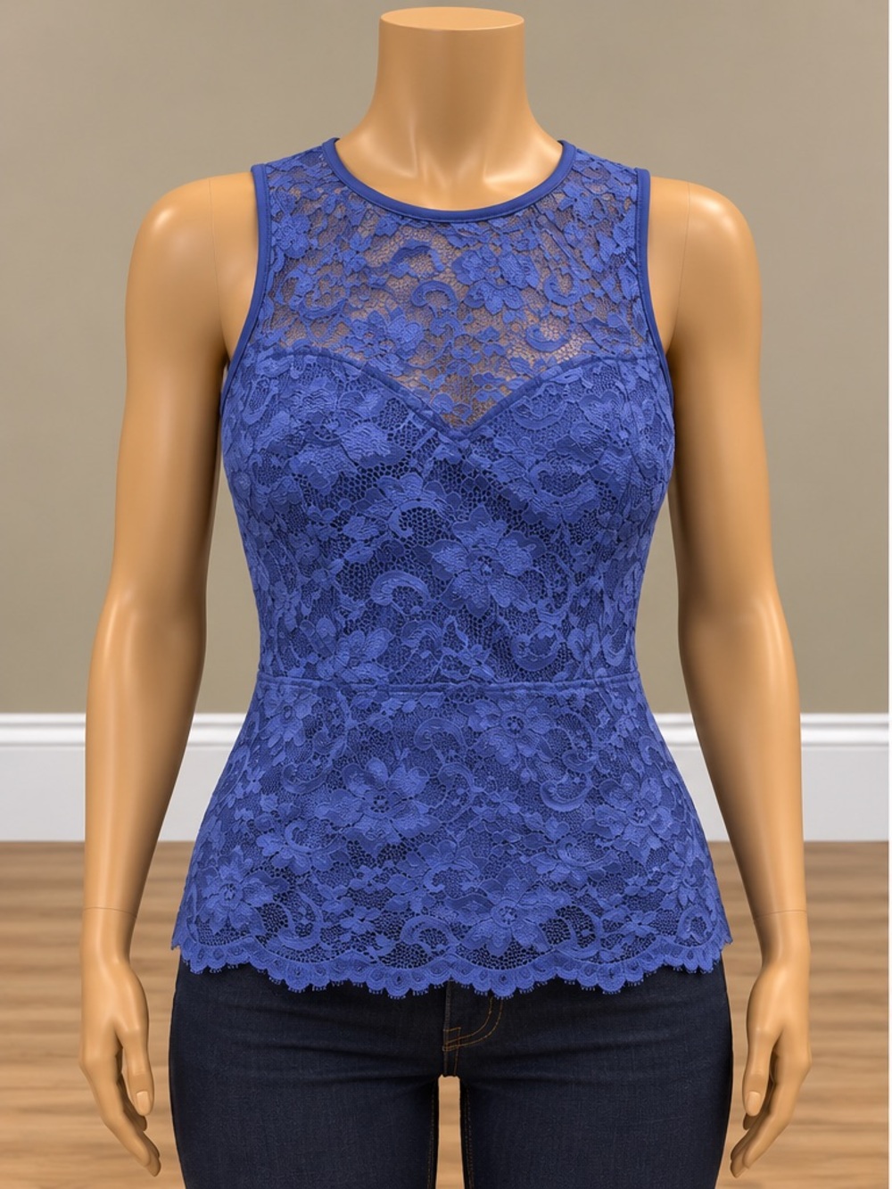 Vintage Y2K Frederick's of Hollywood Periwinkle Lace Sweetheart Top S